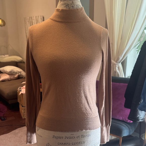 Topshop Camel Mock Turtleneck Sweater women’s size 2 - Picture 2 of 8